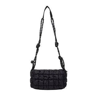 Women's lightweight nylon messenger bag in pillow shape with rhombus pattern and crossbody strap
