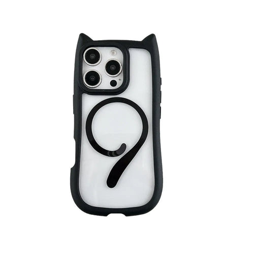 Transparent acrylic TPU iPhone 17 phone case showing magnetic suction feature and colour options