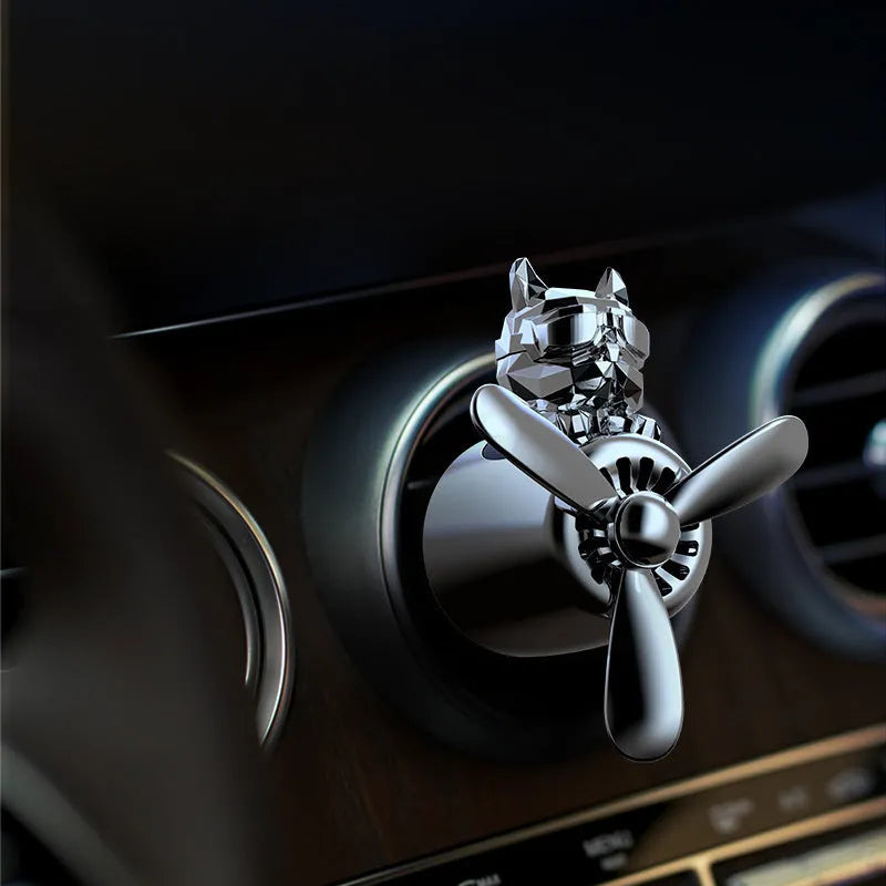 Electroplated pit bull shaped car air vent aromatherapy with cologne fragrance in black colour on car vent