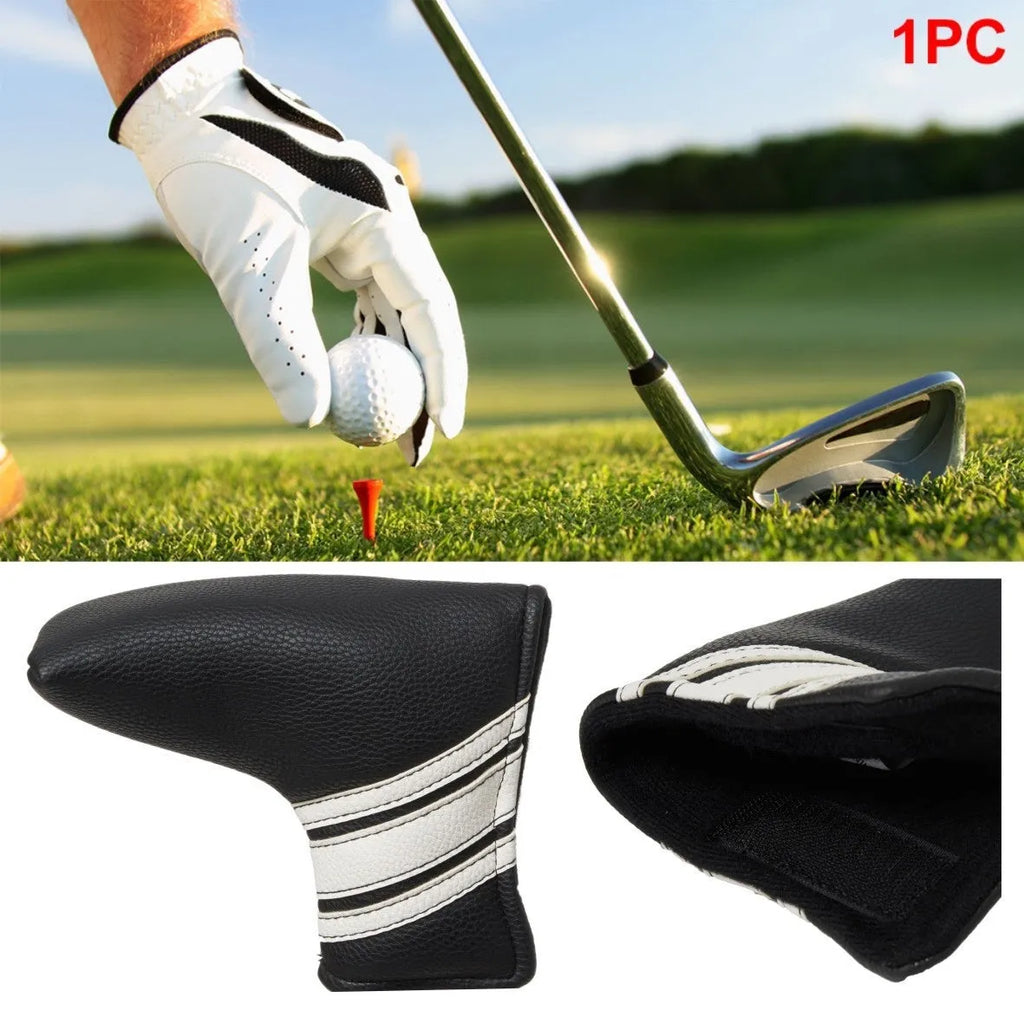 Black PU leather golf club head cover sleeve for putter protection