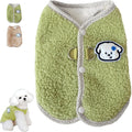 Green coral fleece dog sweatshirt vest with leash ring on small dog