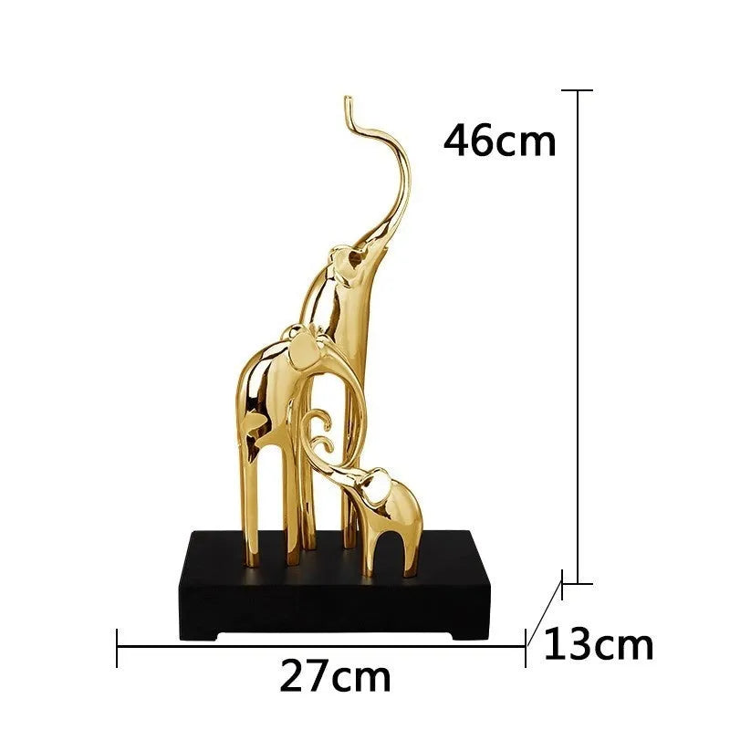 Fortune Bring Elephant resin decorative figurine in bright gold, rose gold, silver, or retro colour finish.