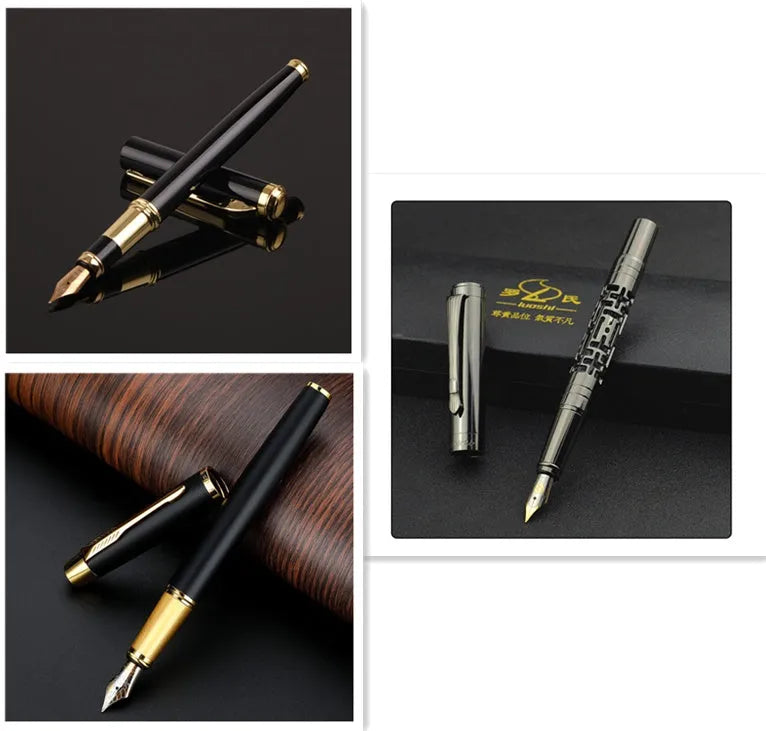 Red and black metal business ink pens with 0.5mm Yijin nibs for office and student use