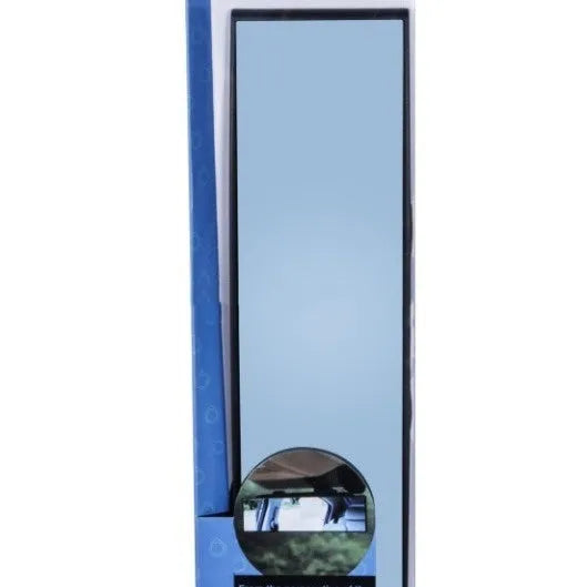 XL-3001 wide angle curved rearview mirror with blue anti-glare filter, showing clip-on back.