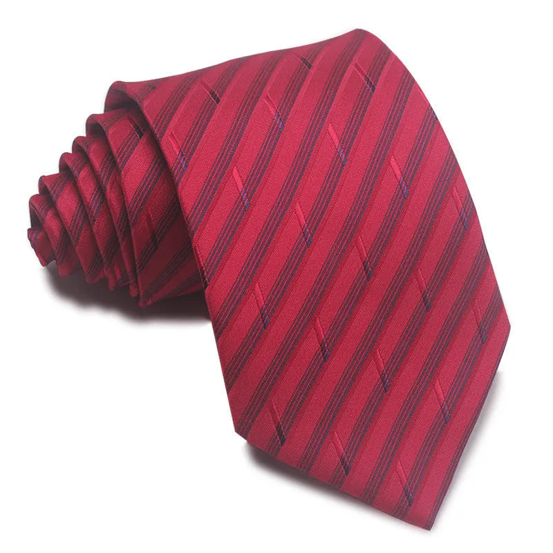 Men's 8CM wide striped formal tie in polyester jacquard weave available in multiple colours