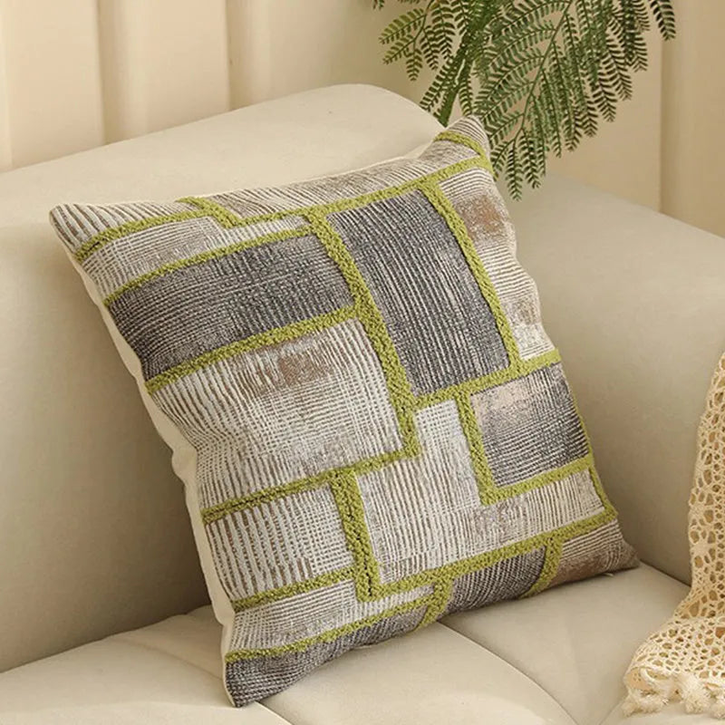 Square Jacquard cushion cover with yarn-dyed floral pattern in various colours, shown at 45cm size.