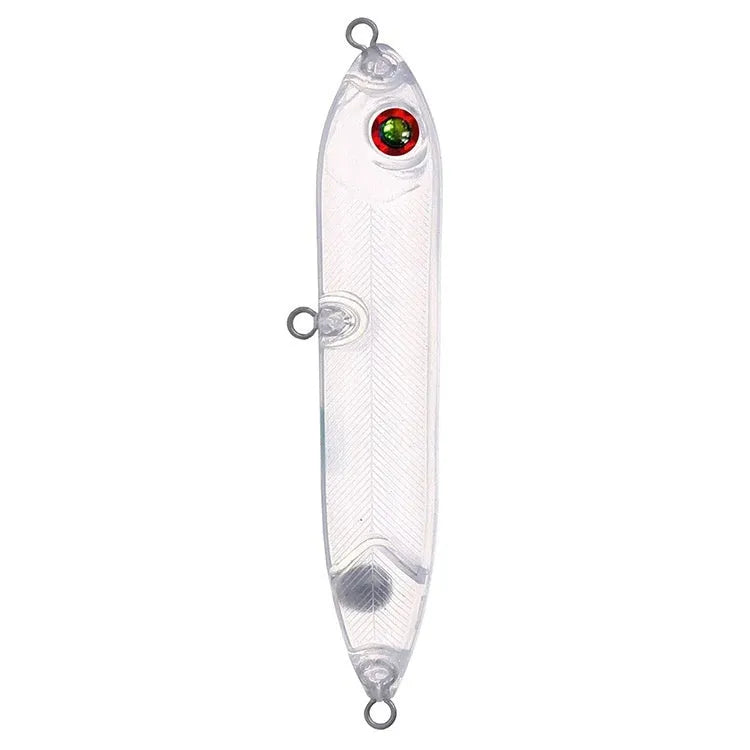 9.5cm transparent blank fishing bait body with 7mm fish eye hole for DIY soft plastic lure making