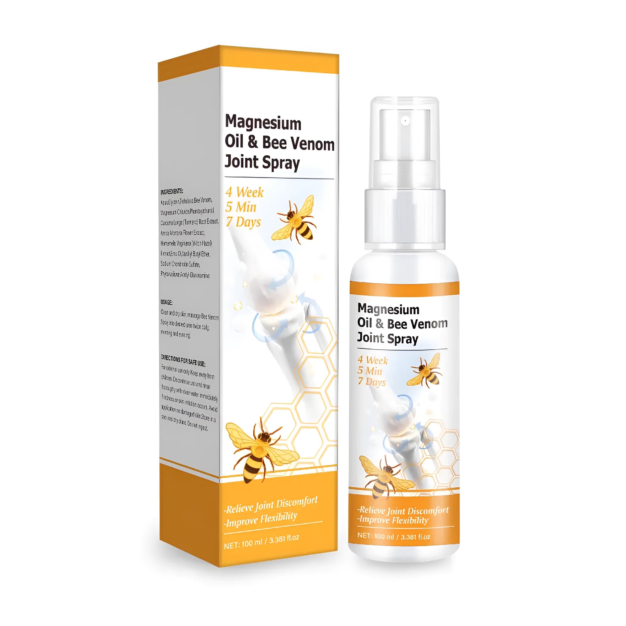 Magnesium oil bee joint spray gel in 100ml portable spray bottle for joint care