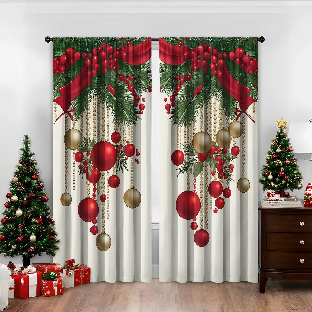 3D digitally printed Christmas curtain panel showing one of fifteen European design options