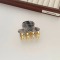 Women's retro acetate barrettes with metal grip in beige, white, ink, or leopard print colours
