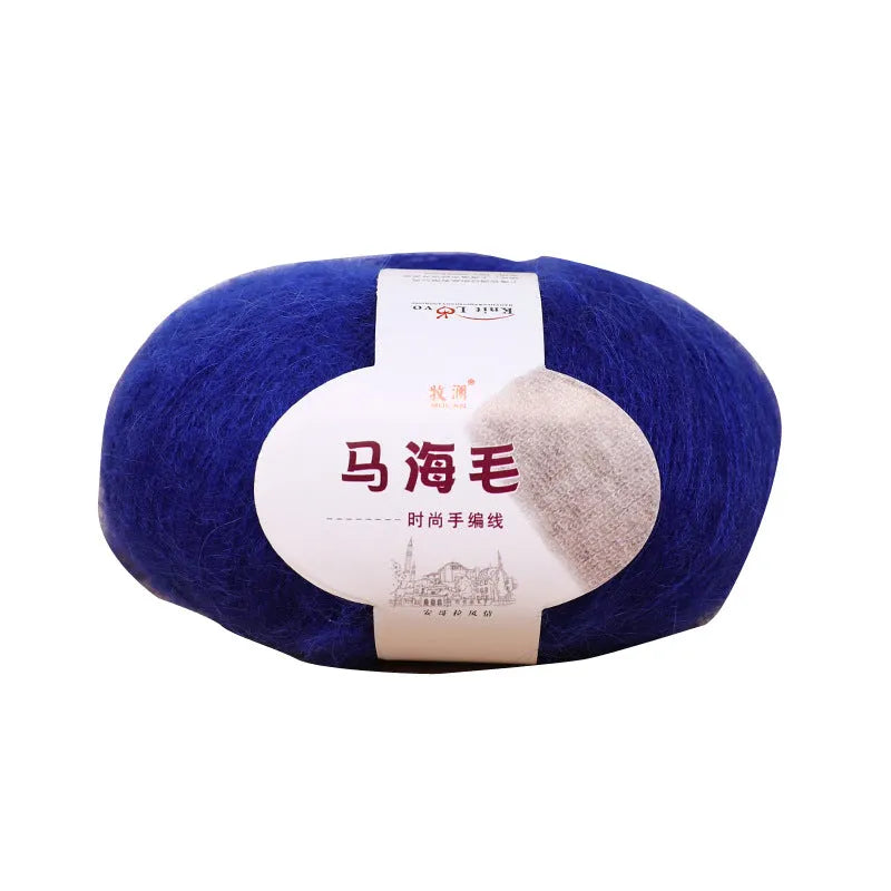 Mohair wool ball for DIY scarf knitting in assorted colours on white background