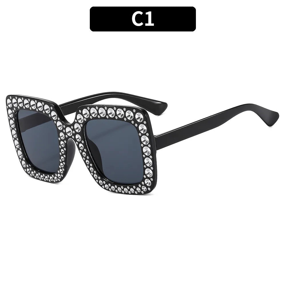 Plastic box sunglasses with multiple colour combinations including black frame grey piece and bright coloured options