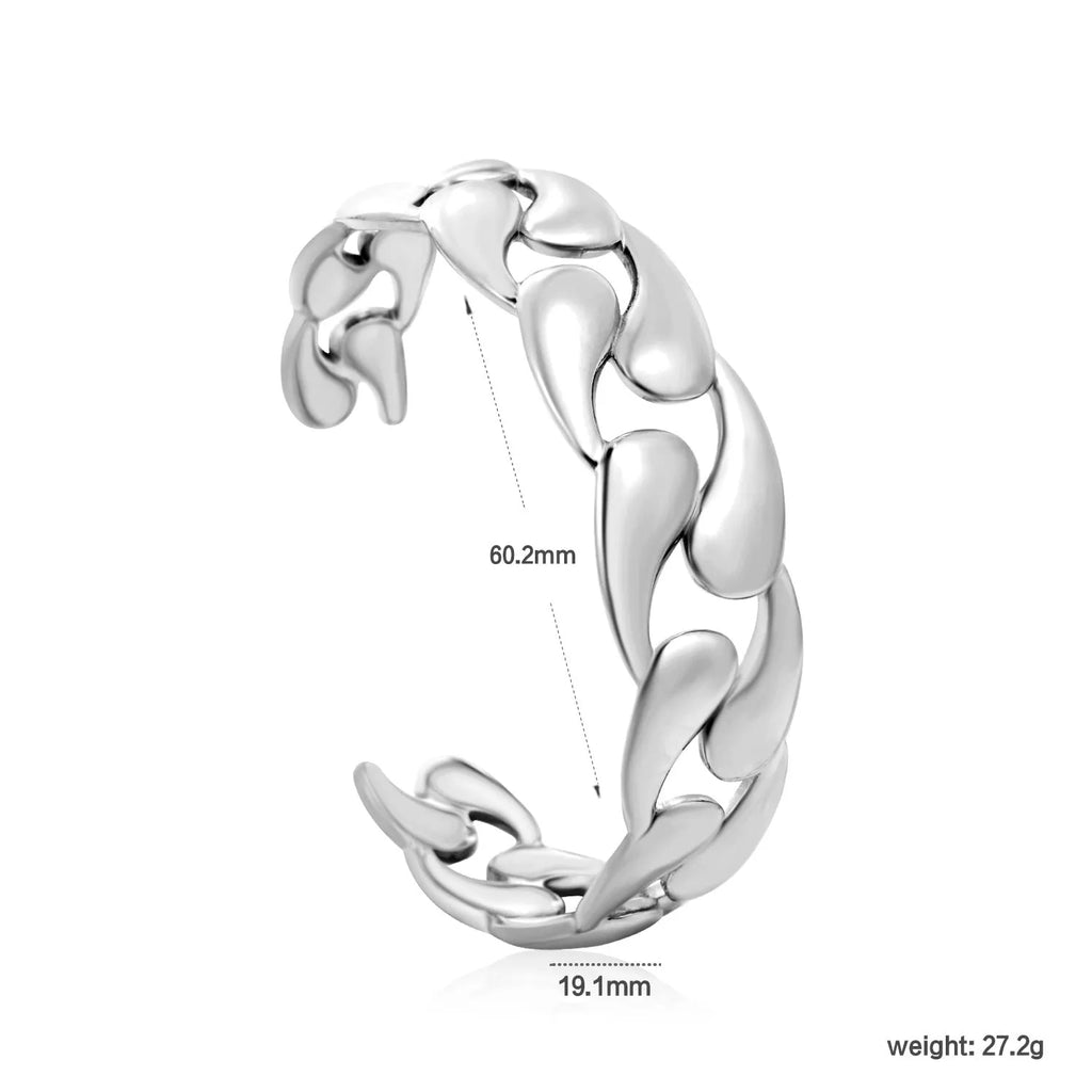 Women's stainless steel adjustable bracelet with alloy detailing in gold and silver tone colour options