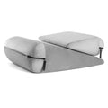 High density sponge triangle pillow with embroidery detail in grey colour.