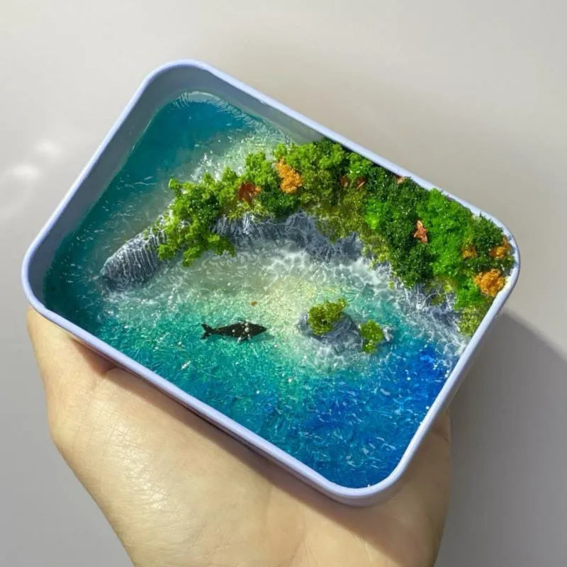 DIY bamboo marine landscape handmade model ornament with whale and beach themes