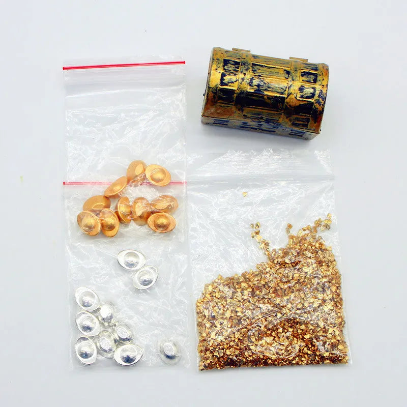 Alloy gold coin treasure box doll house accessories miniature ornaments for teenagers