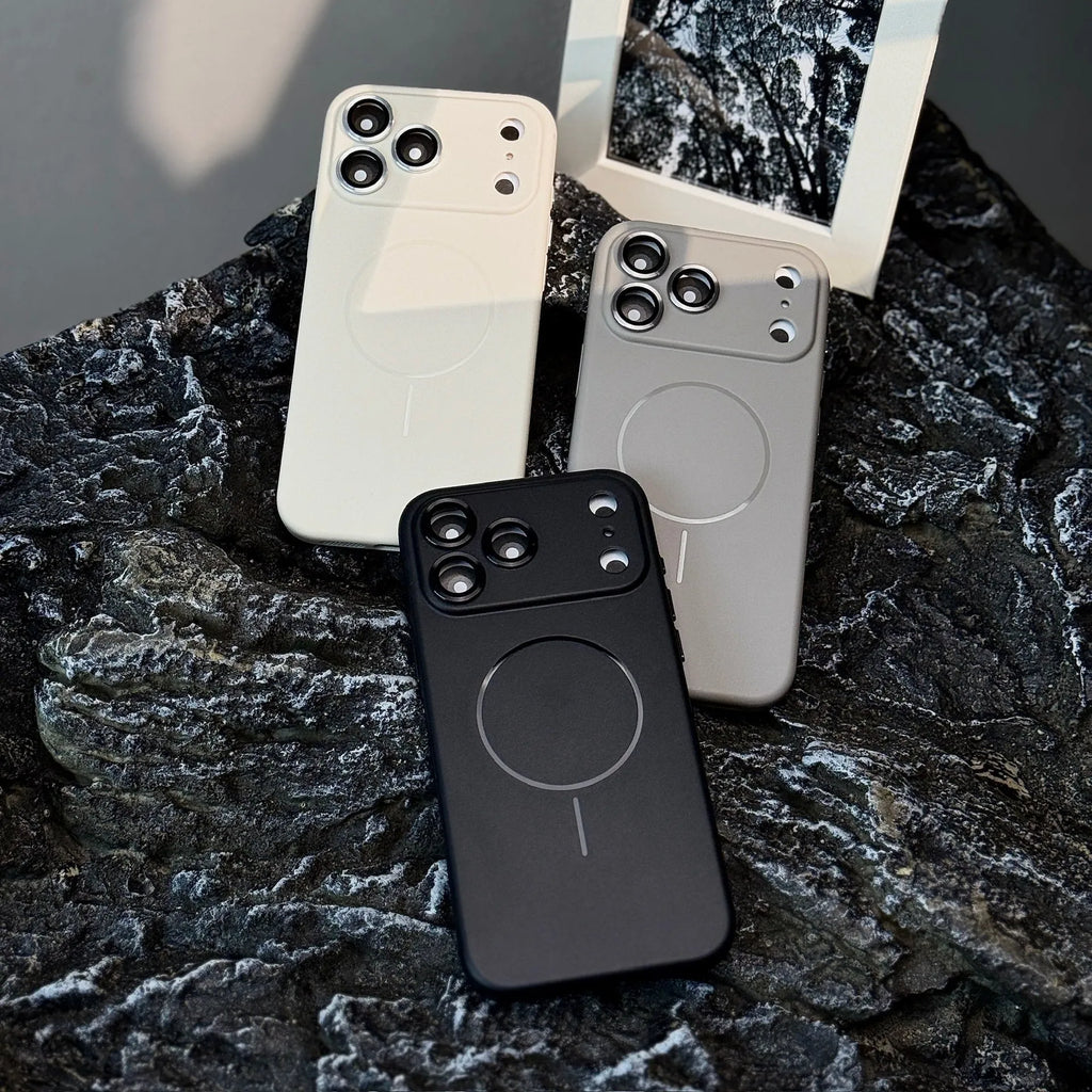 TPU magnetic suction phone case with built-in lens protector for iPhone 17 series in seven colours