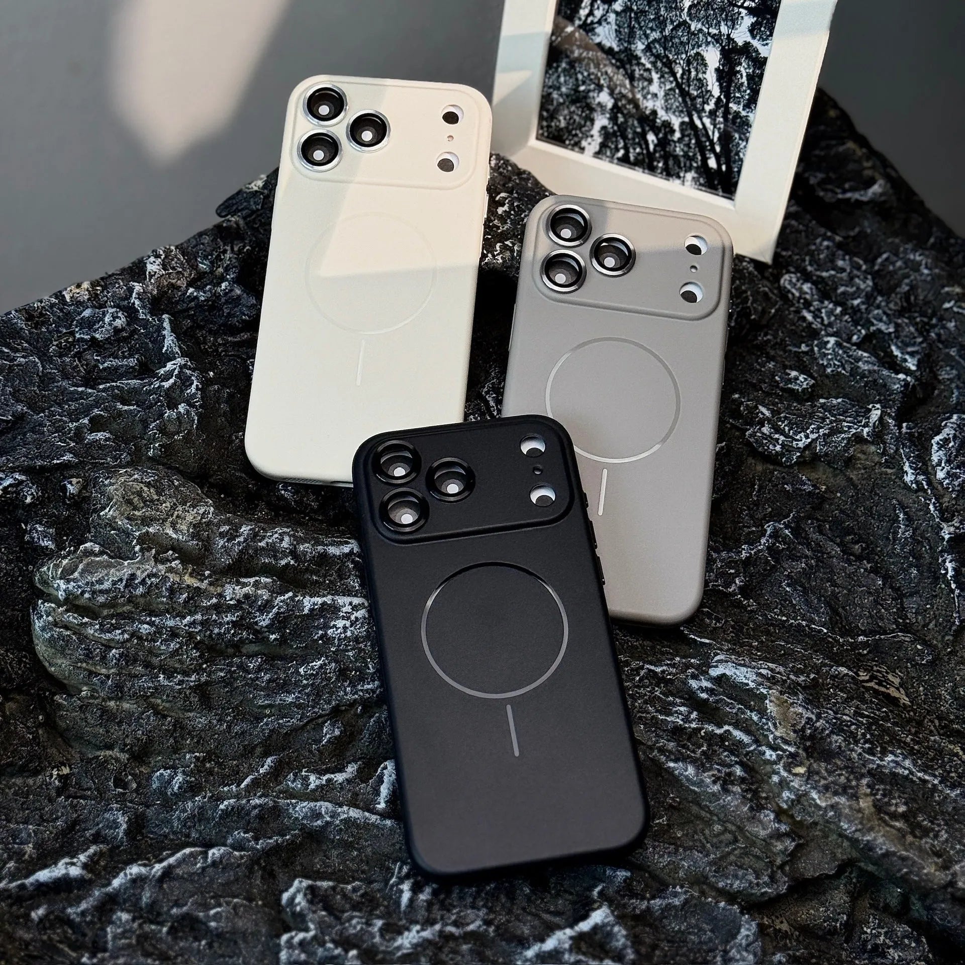 TPU magnetic suction phone case with built-in lens protector for iPhone 17 series in seven colours