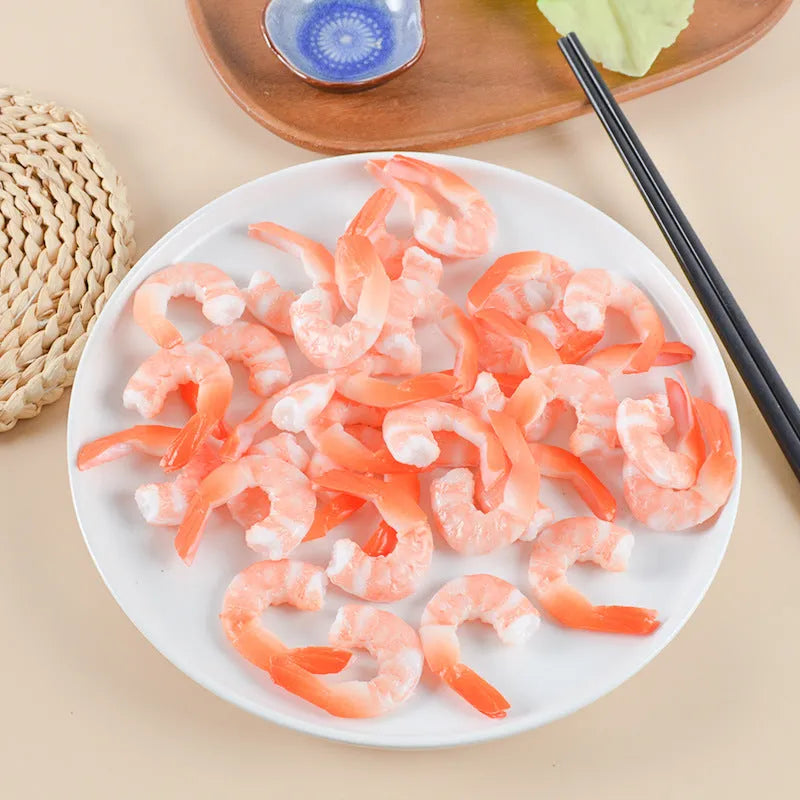Detailed PVC simulation shrimp keychain with door buckle on a white background.