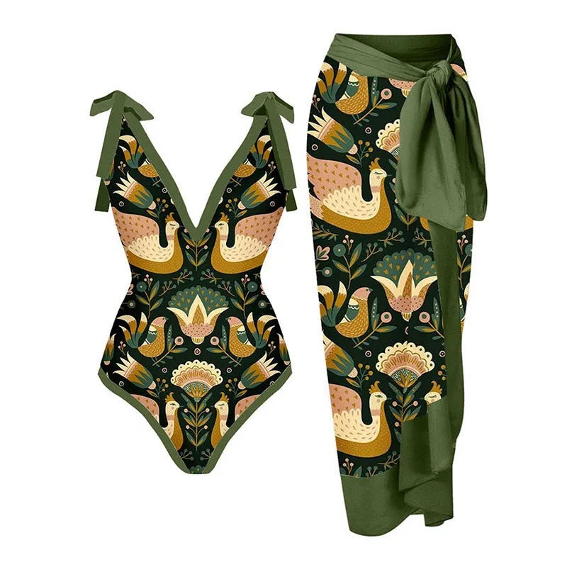 Women's solid colour one-piece swimsuit with removable skirt and spaghetti straps