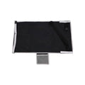 Portable blue nylon aircraft seat extender for children with drawstring storage pocket attached