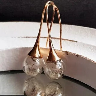 16mm transparent glass ball earrings with crystal dandelion seed detailing on French hooks