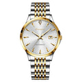 Men's simple dial automatic mechanical watch with stainless steel strap and mineral glass