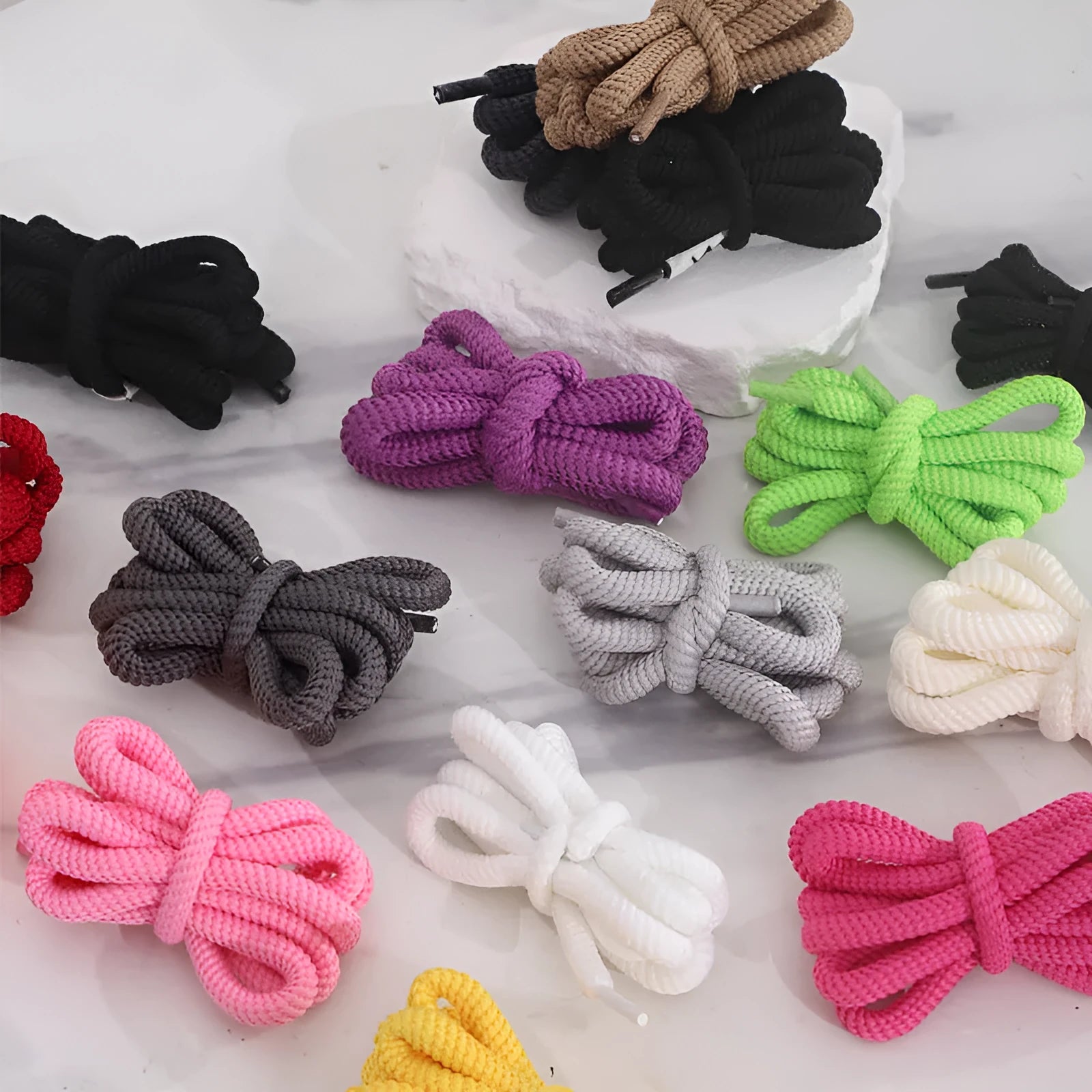 Round black shoelace adapter rope showing 1.0mm width and length scale from 120cm to 160cm.