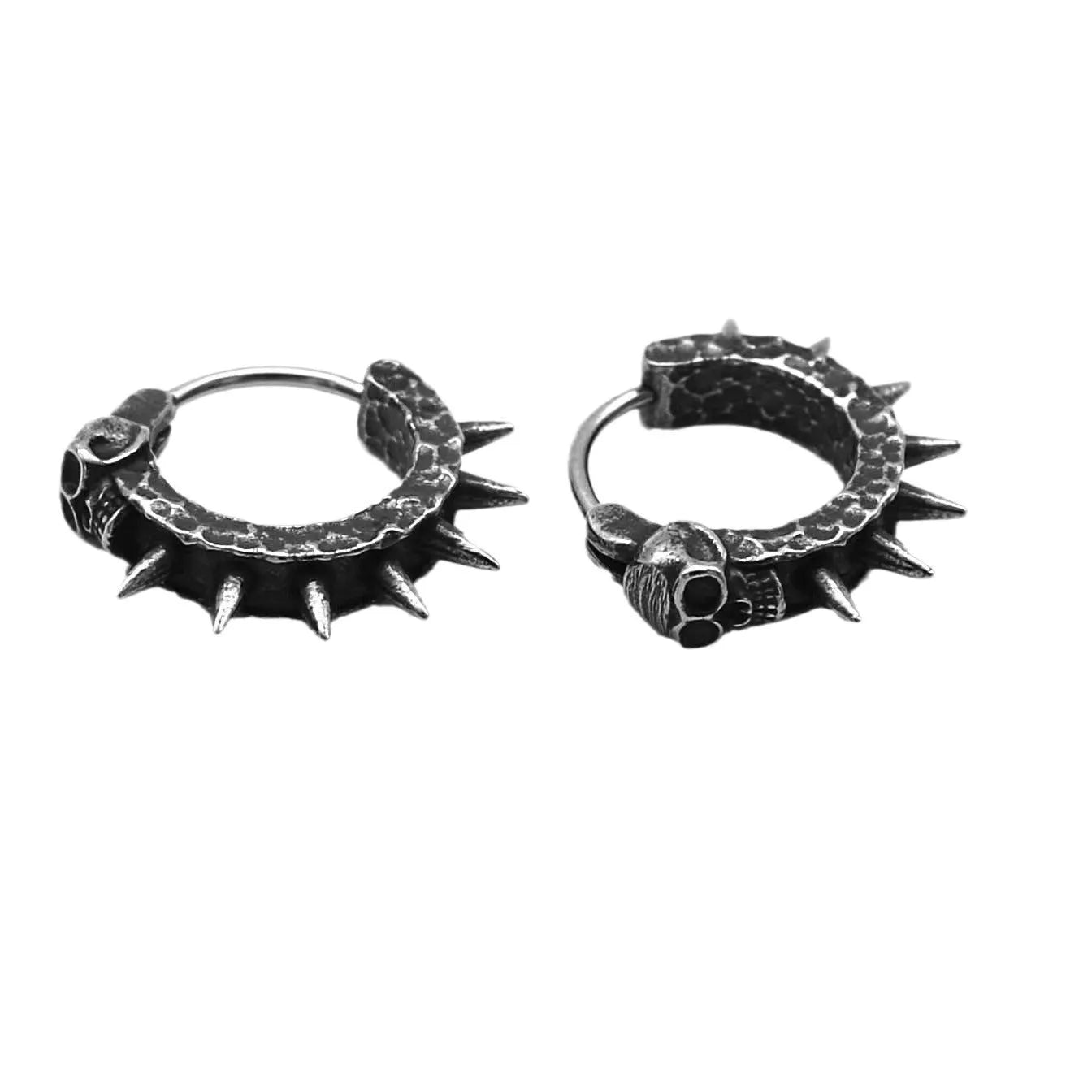 Pair of alloy earrings with copper plastic punk motorcycle design in retro black and geometric shape.