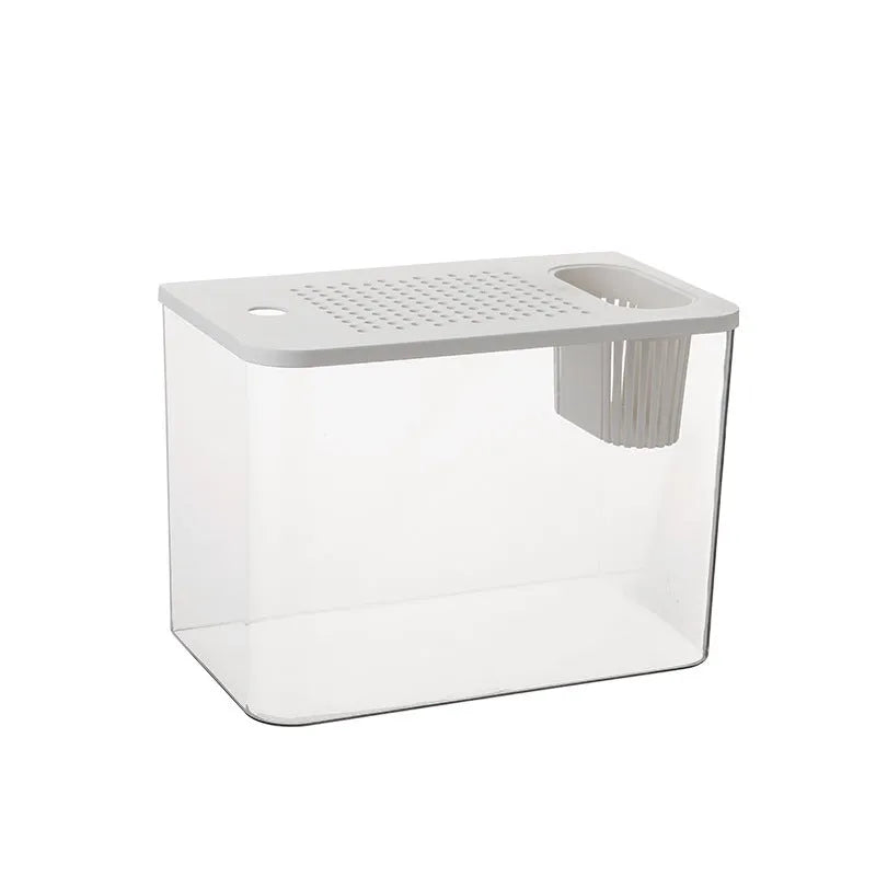 Medium plastic betta fish tank with cover in black or white colour option