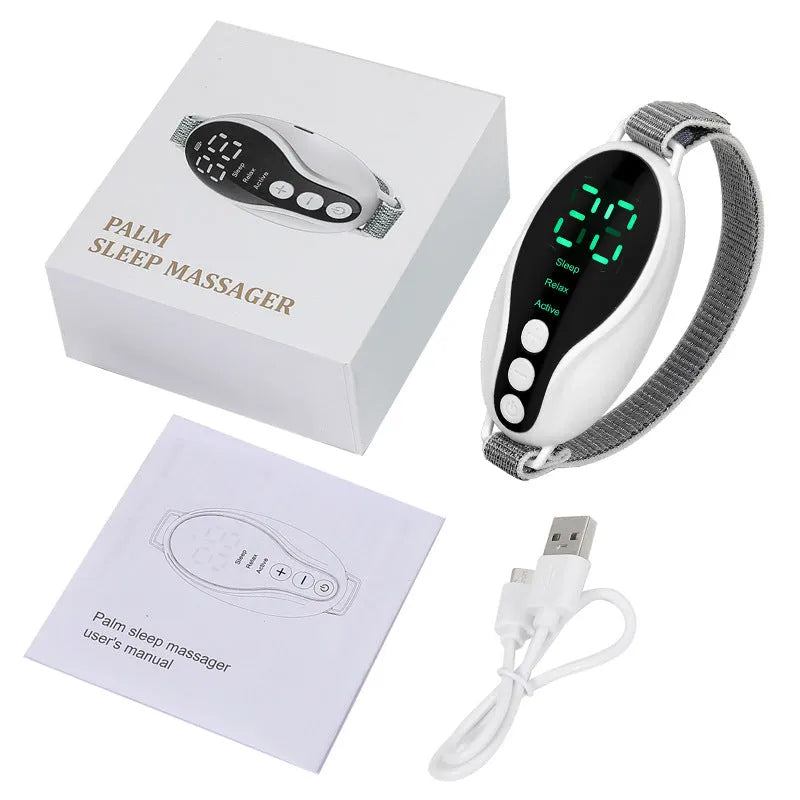 White and blue USB-powered intelligent sleeping aid device with compact dimensions