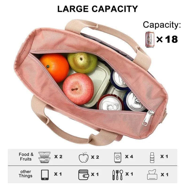 Insulated cube-style hiking bag with removable shoulder strap and side pocket in Oxford cloth