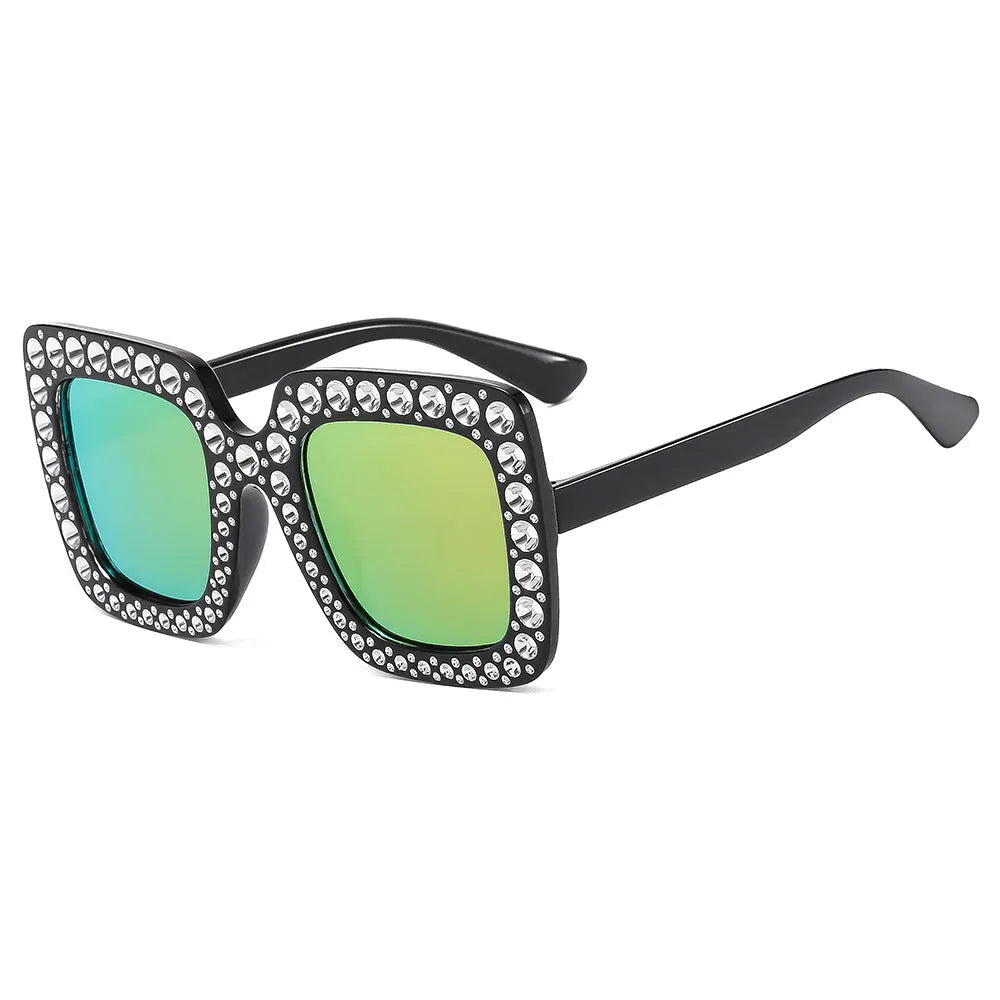 Plastic box sunglasses with multiple colour combinations including black frame grey piece and bright coloured options