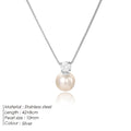 St Delan stainless steel women's necklace with imitation pearl and zircon pendant in gold colour