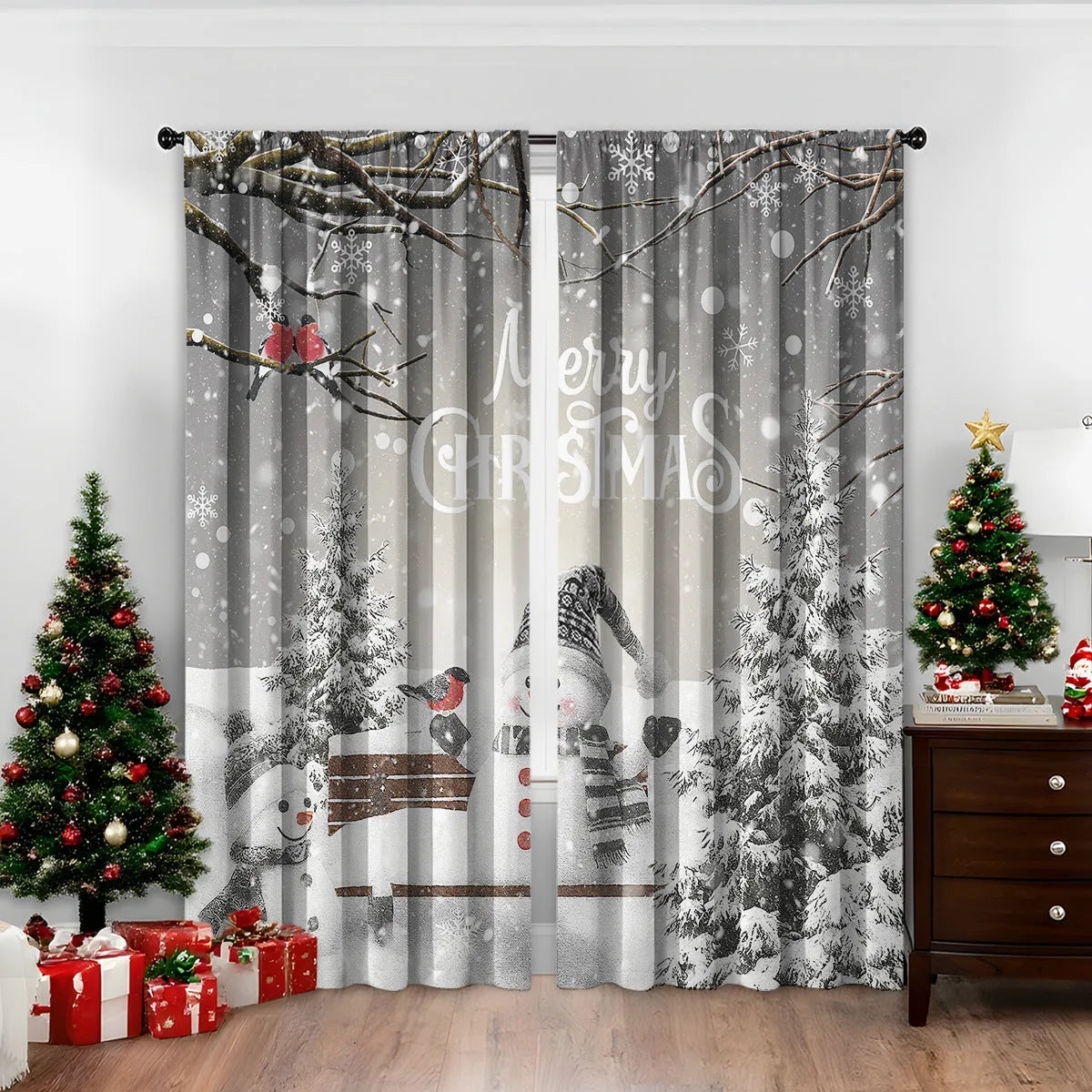 3D digitally printed Christmas curtain panel showing one of fifteen European design options
