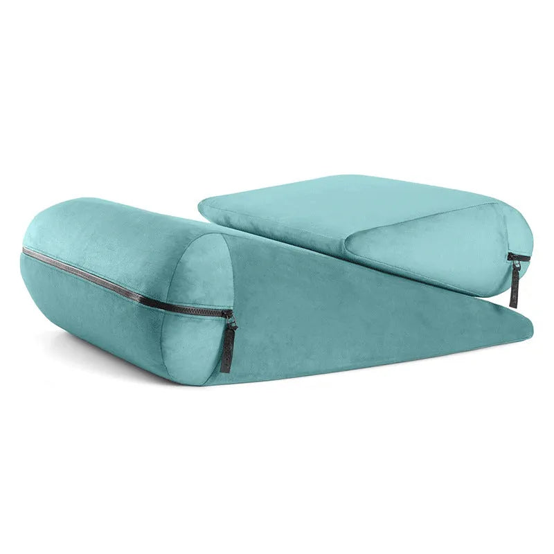 High density sponge triangle pillow with embroidery detail in grey colour.