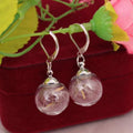 16mm transparent glass ball earrings with crystal dandelion seed detailing on French hooks