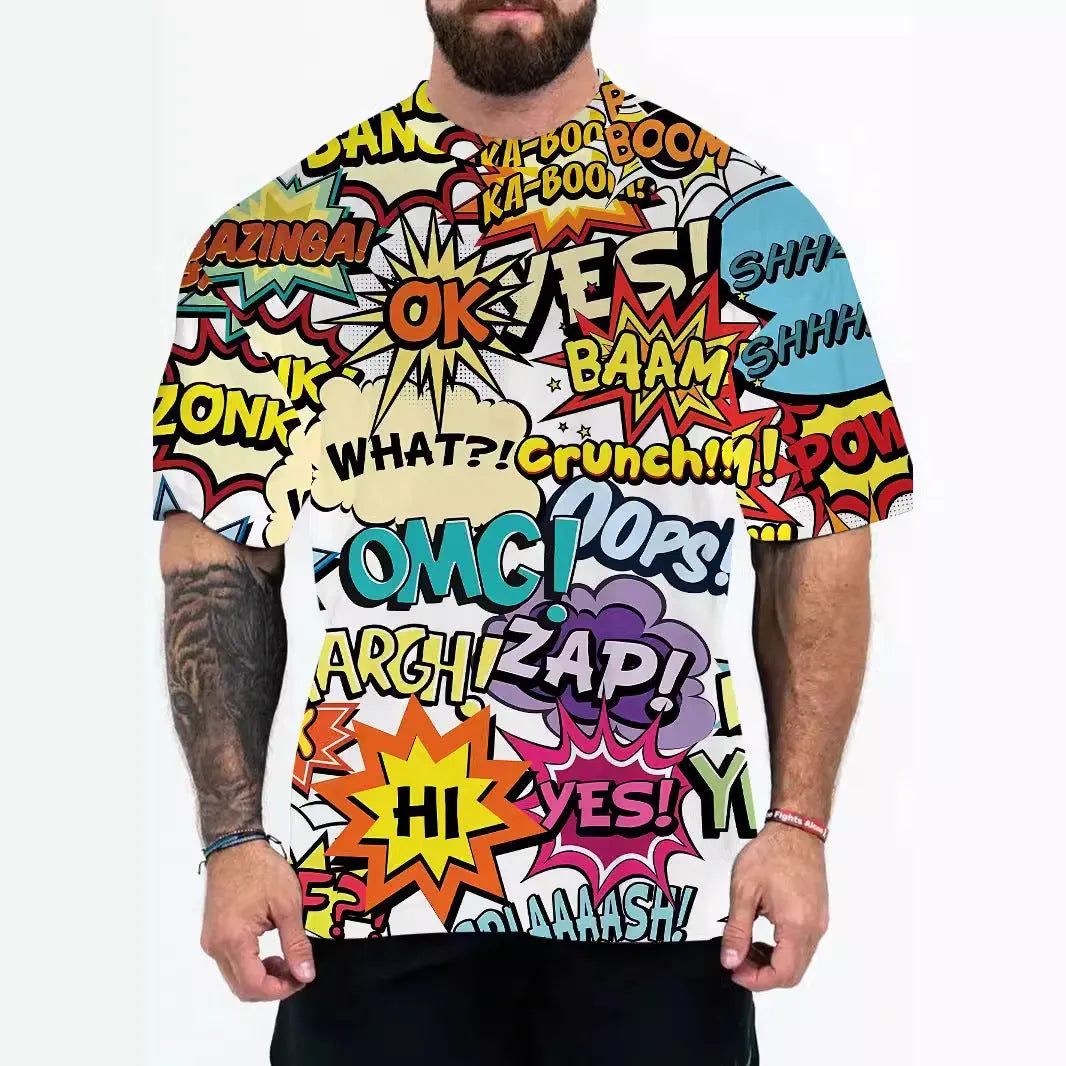 Men's loose fit printed t-shirt with short sleeves and casual design