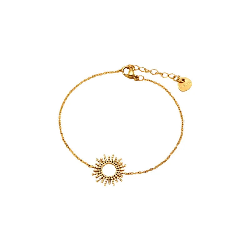 14K gold plated stainless steel Sunflower Series geometric chain necklace and bracelet set for women