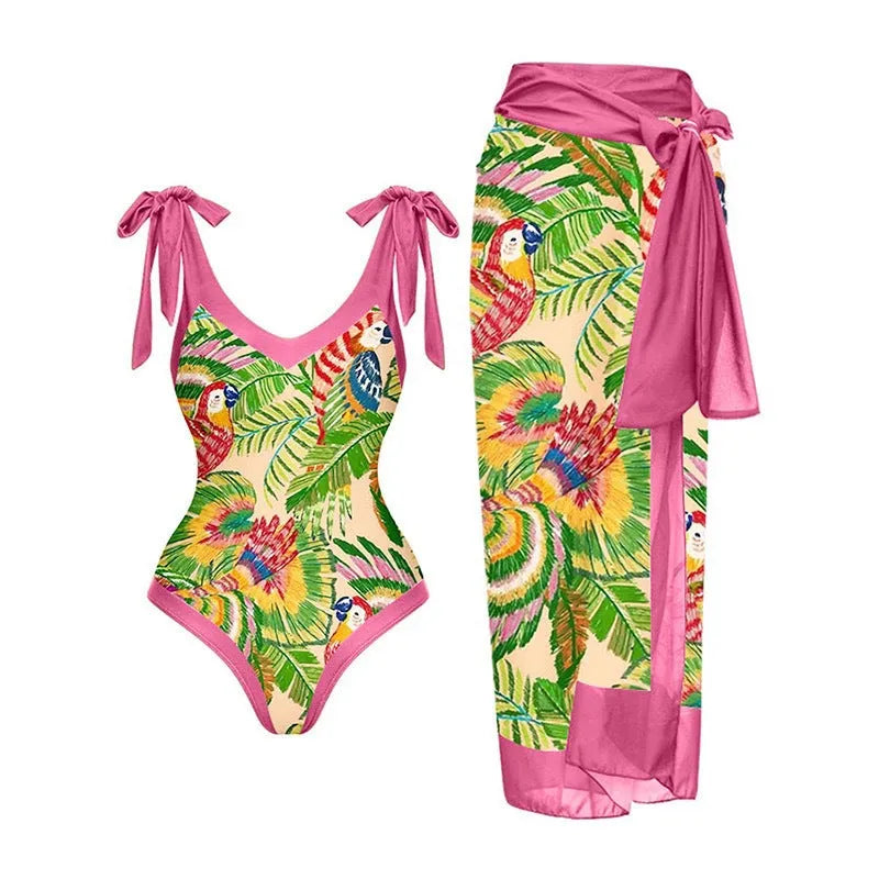 Women's solid colour one-piece swimsuit with removable skirt and spaghetti straps