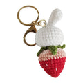 Hand-woven rabbit strawberry pendant made from four-strand doll wire with attached key