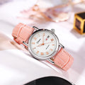 Women's fashion automatic mechanical watch with choice of steel or leather strap.