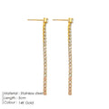 Sweet Elegance geometric zircon earrings in stainless steel with Chinese style line design