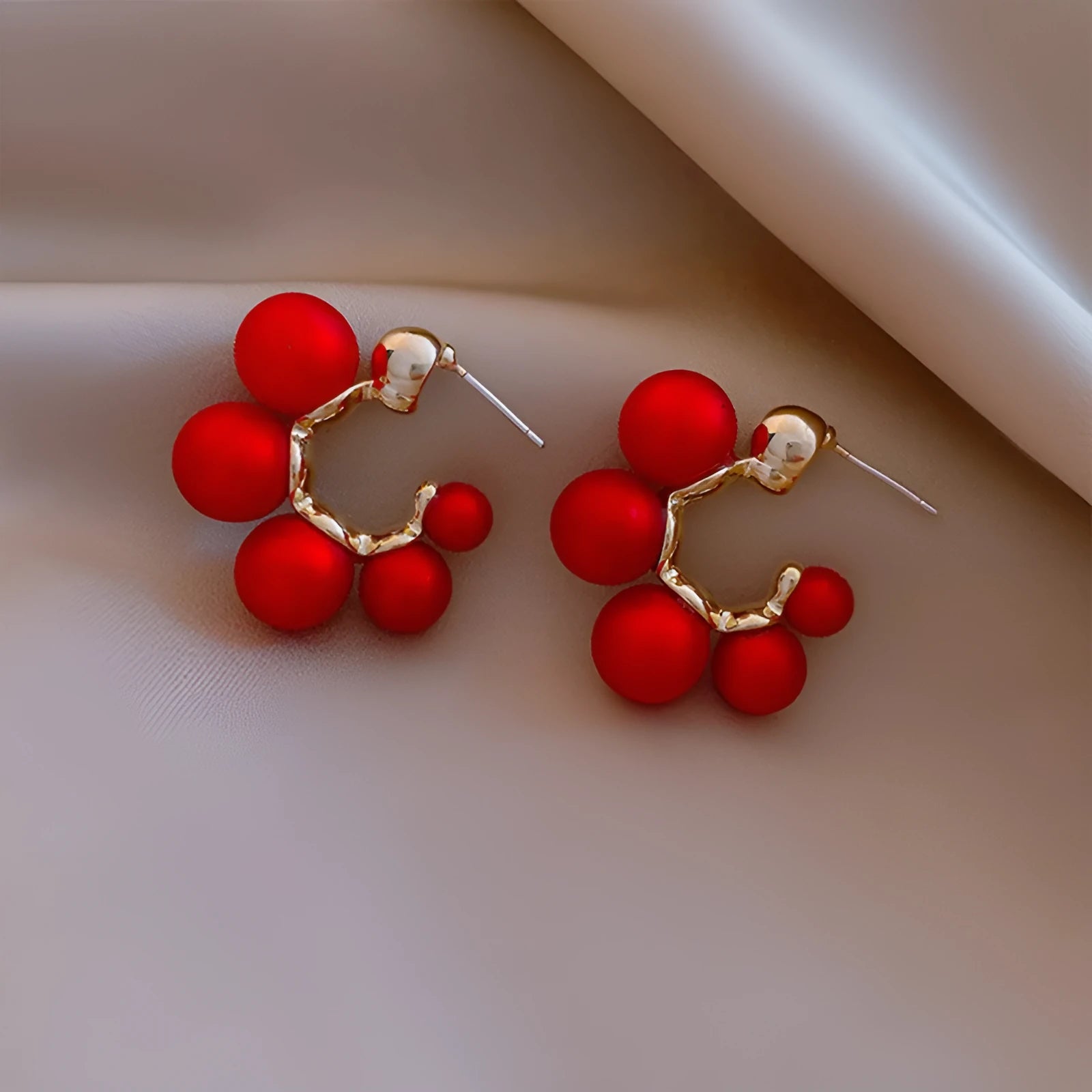 Red bell-shaped alloy earrings for women with hanging design