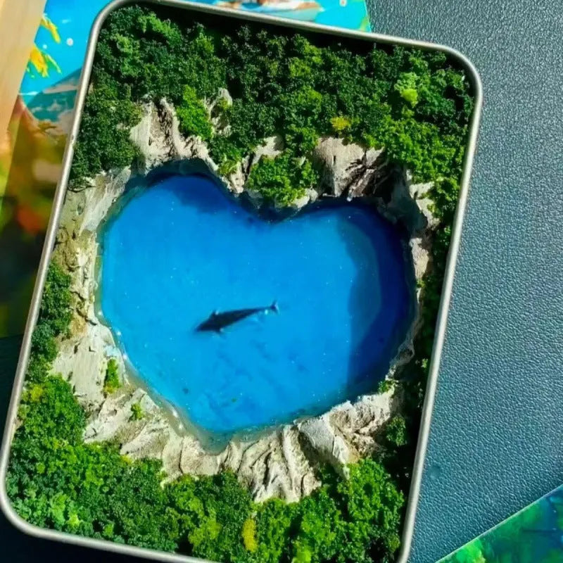 DIY bamboo marine landscape handmade model ornament with whale and beach themes