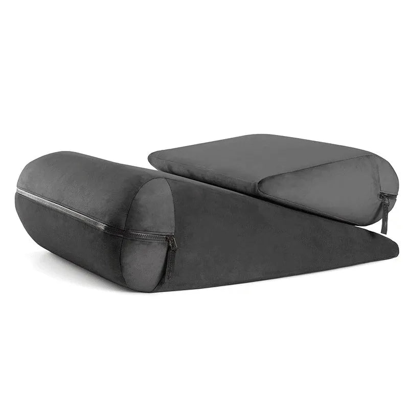 High density sponge triangle pillow with embroidery detail in grey colour.
