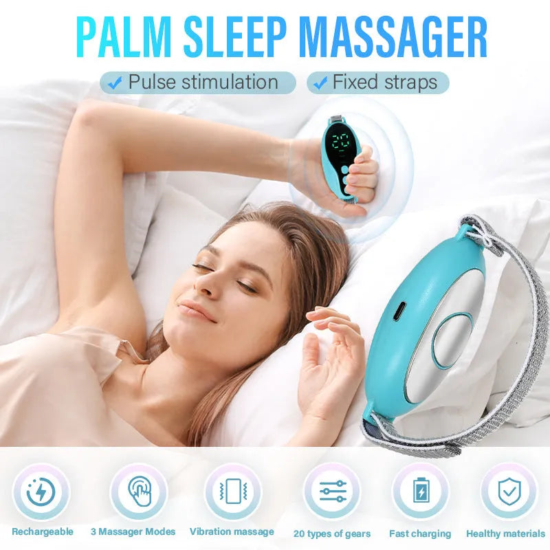 White and blue USB-powered intelligent sleeping aid device with compact dimensions