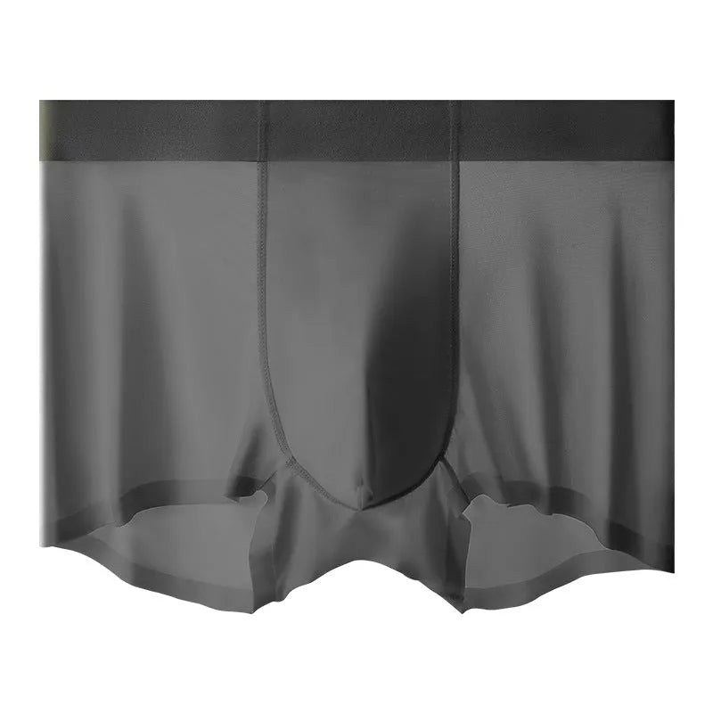 Men's ice silk graphene antibacterial shorts in light blue shown flat, highlighting seamless knit and mid-waist design.