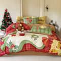 Christmas style four-piece bedding set with Gingerbread Man cartoon print on super soft washed cotton