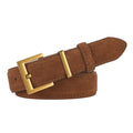 Ladies' genuine leather pin buckle belt with quadrilateral alloy fastener in black, caramel or brown colours